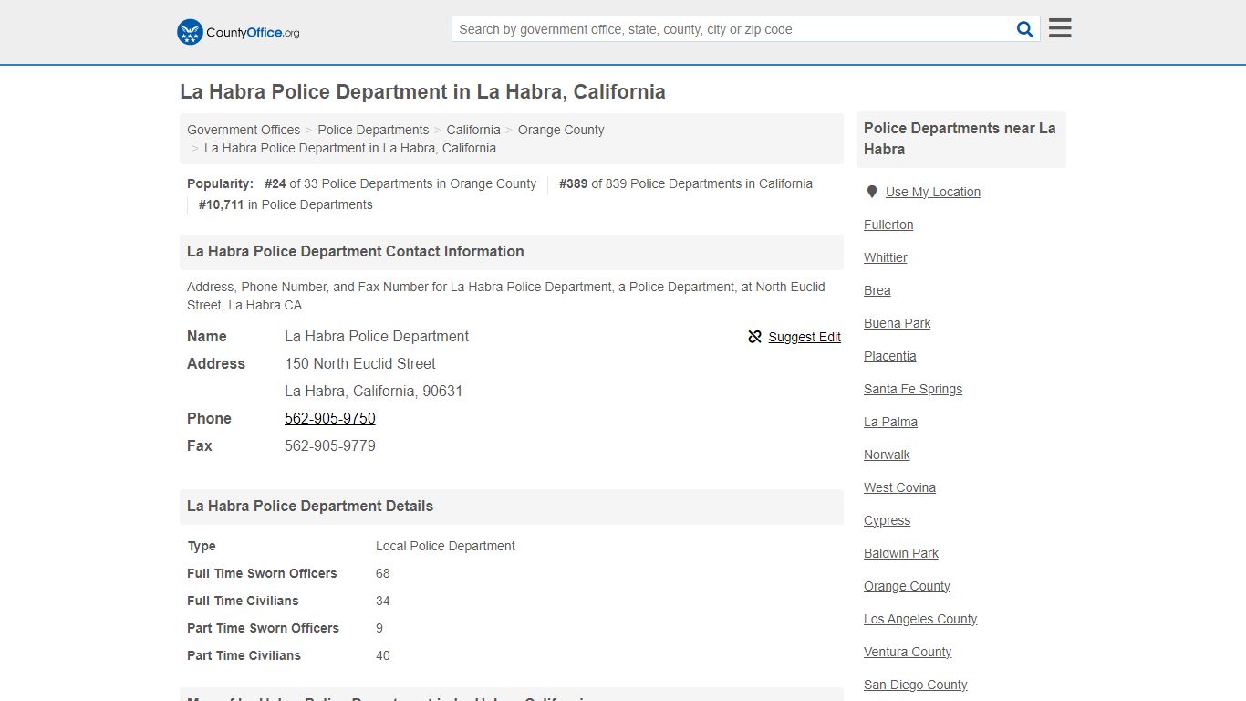 La Habra Police Department - La Habra, CA (Address, Phone, and Fax)