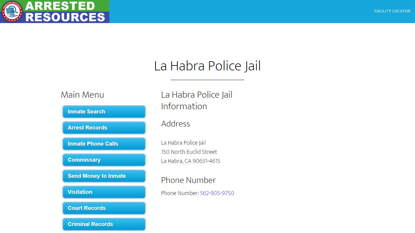 La Habra Police Jail - Inmate Search - La Habra, CA